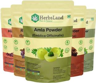 HerbsLand Combo of-Amla Reetha Shikakai Hibiscus & Bhringraj Powder for Hair Pack (50gm Each)