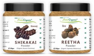 Sista Organic 100% Pure and Organic Reetha Powder and Pure Shikakai Powder Combo - Set of 2