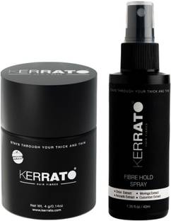 KERRATO HAIR FIBRES 4g Hair Fibers & 40ml Fiber Hold Spray Combo (Light Brown) | Hair Fiber Combo| Hair Volumizer Hair Fiber