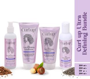 CURL UP Ultra Defining Bundle | Curly Hair Shampoo, Conditioner, Cream & Gel (4 items) Hair Cream