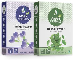 AMAN Indigo Powder & Henna Powder Combo, Pack of 2