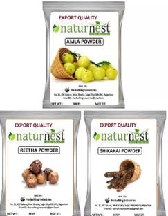 NatureNest 100% pure Amla Reetha Shikakai powder combo pack of 3