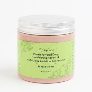 Fix My Curls Protein Powered Deep Conditioning Mask With Amla, Quinoa, Avocado Oil, & Brown Algae Extract for Curly and Wavy Hair