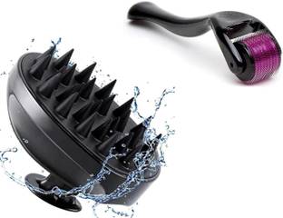 Etszaz Derma Roller For Hair Growth 0.5 mm with 540 Titanium Needles & Hair Scalp Brush