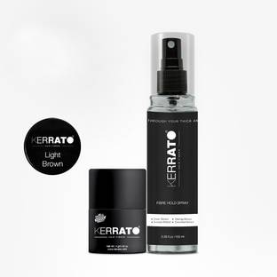 KERRATO HAIR FIBRES Hair Fibre 4gm(LIGHT BROWN) and FIbreHold Spray (100ml)|Hair Fiber Combo