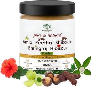 VEGAN ROOTS Amla Reetha Shikakai Bhringraj Hibiscus Powder 250g for Hair