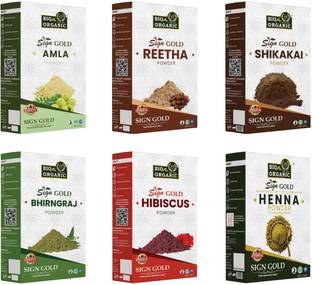 sign gold 100%Amla, Reetha Shikakai, Bhringraj and Hibiscus Powder for Hair 500gm