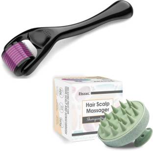 Etszaz Hair Scalp Shampoo Brush with Soft Bristles & Derma roller for hair regrowth