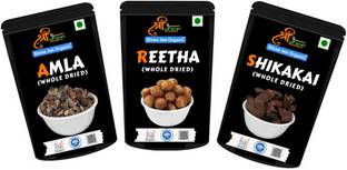 shree jee organic Amla, Reetha & Shikakai Combo Natural Hair Care Pack - 150g Each 450 g