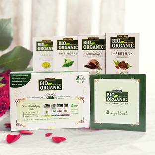 Indus Valley Bio Organic Hair Revitalizing Pack, comprises of Amla, Shikakai, Reetha and Bhringraj powder - Special Hair Care Combo Kit