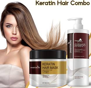 smartdrops Keratin Hair Treatment Combo Mask For Dry & Damaged Hair, Mask & Shampoo