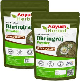 Aayush Herbal Bhringraj Powder 100% NATURAL for hair growth and conditioning (100g EACH) PACK OF 2