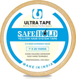 SAFEHOLD Hair Patch Yellow Tape_Double-sided_Maximum Hold 2 weeks_1 inch_20 YARDS