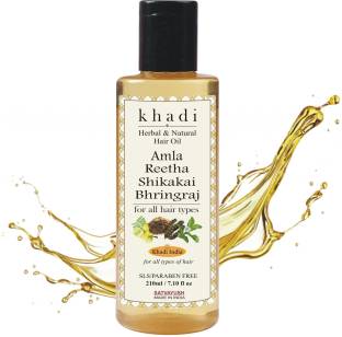 Satvayush Khadi Amla Reetha Shikakai Bhringraj Hair Oil SLS Paraben free Natural & Herbal Hair Oil