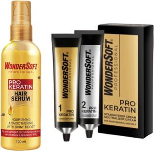 Wondersoft Keratin Permanent Hair Straightening, Smoothening Cream & Pro Keratin Hair Serum