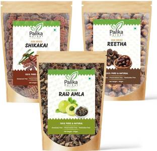 Palika Herbal Natural Amla Reetha Shikakai (RAW Form) For Hair Care,Pack OF 3, 100g Each