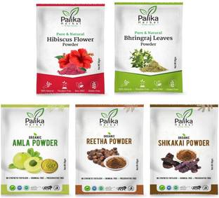 Palika Herbal Pure Organic Amla,Reetha,Shikakai,Bhringraj,Hibiscus Powder Combo for Hair