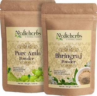 Vedicherbs Amla & Bhringraj Powder - Hair Pack for Hair Growth Hair Mask Combo Pack