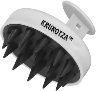 krurotza Scalp Head Soft Silicone Scrubber Brush For Shampoo To Reduce Dandruff (B&W)
