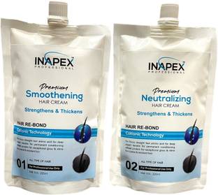 Inapex Professional Premium Smoothening Hair Cream & Neutralizer Straightens & Thickens