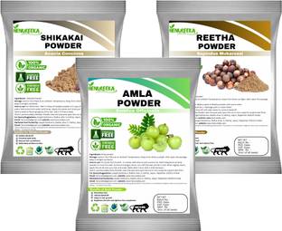 HENUREEKA Natural Hair Care Combo Amla Reetha/Aritha And Shikakai Powder