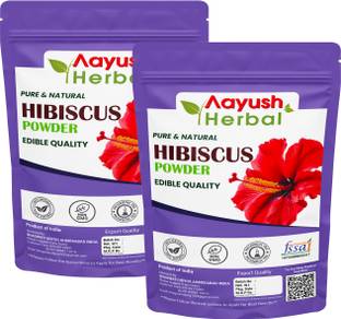 Aayush Herbal 100% NATURAL Hibiscus Flower (Rosa Sinensis) Gudhal Powder | For Hair & Face Pack, (100gX2) PACK 2