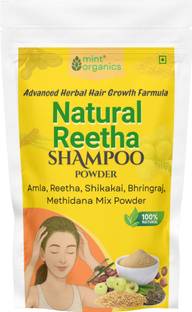 MINT ORGANICS Natural Powder Shampoo for Frizzy Hair, Shampoo for Oily Scalp, Reetha Shampoo