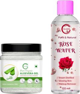slukrl Aloe Vera Gel Pure and Gulab Jal Natural Combo Pack