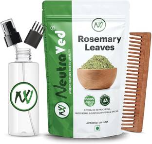 NeutraVed Rosemary Leaves For Hair Growth | Rosemary Water Spray Bottle + Neem Comb