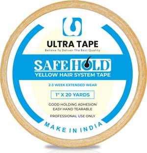 SAFEHOLD Hair Patch Yellow Tape_Double-sided_Maximum Hold 2 weeks_1 inch_20 YARDS