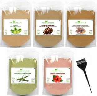 Shudh Online Amla Reetha Shikakai Bhringraj Hibiscus Powder Combo for Hair Growth (50g each)