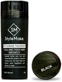 stylemake Hair Building Fiber Instant Fuller Hair Thickener Black Men, Women Stays Hair Building Fiber Hair Volumizer Hair Building Fibers - Black