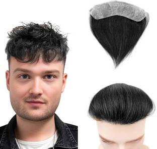 D-DIVINE Hair Men's Front Hairline 100% Natural Hair Forehead Men FrontLine Hair Patch Hair Accessory Set
