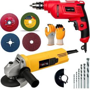 RanPra 5pcs Drill bits and 4useable Blades and 4inch Angle Grinder Hammer Drill