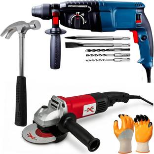 RanPra 26MM HAMMER DRILL MACHINE & 4INCH ANGLE GRINDER WITH CLAW HAMMER Rotary Hammer Drill