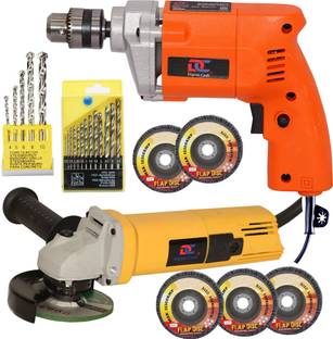 Digital Craft 10mm 400W Drill Machine, Angle Grinder 801,5Pc Masnory Drill 3Pc 4"Inch Flap Disc,13Pc H...