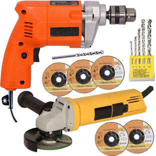 Digital Craft 10mm 400W Drill Machine, Angle Grinder 801,1/4 Masnory Drill 3Pc 4Inch Metal Wheel,5Pc M...