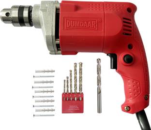 DUMDAAR Red ARKA 350W 10mm Electric Drill Machine with 10pc (Screw+Gitti) 1pc Hss bit and 5pc Masonry ...