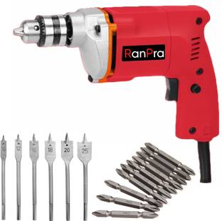 RanPra 10MM DRILL MACHINE WITH 10PCS SCREWDRIVER BIT AND 6PCS WOOD FLAT BIT DRILL HEAVY DUTY Impact Dr...