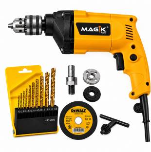 Mamodiaz Magik Mg-Pro-2310 10mm Heavy duty with Iron Cutting & complete set with 13Pcs set Hammer Dril...