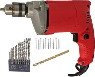 DUMDAAR 6-Month Warranty 100% Copper Winding Red 350W Electric Drill machine 10mm with 10pc Gitti + Sc...