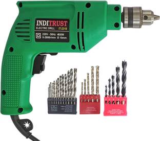 Inditrust Electric reversible machine 400w with 13pc Hss bit 5pc Masonry and 5pc wood bit set (Pack of...