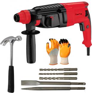 RanPra 100% COPPER ARMETURE 26MM HAMMER DRILL MACHINE WITH CLAW HAMMER & SAFETY GLOVES 10 MM DRILL MAC...
