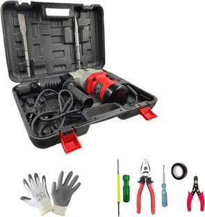 Hillgrove HGM1055M1 17mm Demolition Chisel+Hammer Concrete Breaker Drill Machine with 5Pcs Hand Tool K...