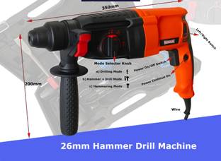 DUMDAAR DM26 100% Copper Winding 1250w Rotary Hammer drill machine with 5pc Hammer bit & 13mm drill ch...