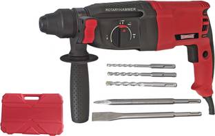 DUMDAAR DM26 1250w Red Rotary hammer drill machine with 2pc Chisel and 3pc hammer machine Rotary Hamme...