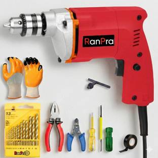 RanPra 10MM DRILL MACHINE WITH 13PCS DRILL BIT Dx0810 5Kg Demolition Hammer 1500W 3200 R/Min Heavy Dut...
