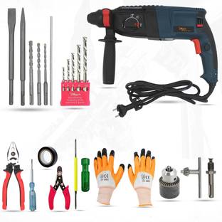 Hillgrove 100% Copper Winding HGCM28M1 Machine with Hand Tool Kit Drill Chunk(13mm),SDS Adapter,5Pcs SDS Plus,5Pcs MasonryBit Set HGCM28M1 Rotary Hammer Drill