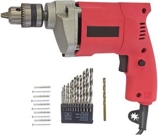 Inditrust Red 10mm Electric drill machine with 13pc hss 1pc Masonry & 10pc Gitti Screw set Hammer Dril...