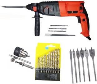 Inditrust Red Electric Hammer 900W 26mm Reversible Drill Machine With 3Pc SDS Bit ,6PCS FlatWood Bit ,...